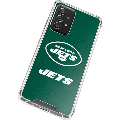 NFL New York Jets Distressed Galaxy A52 5G Clear Case
